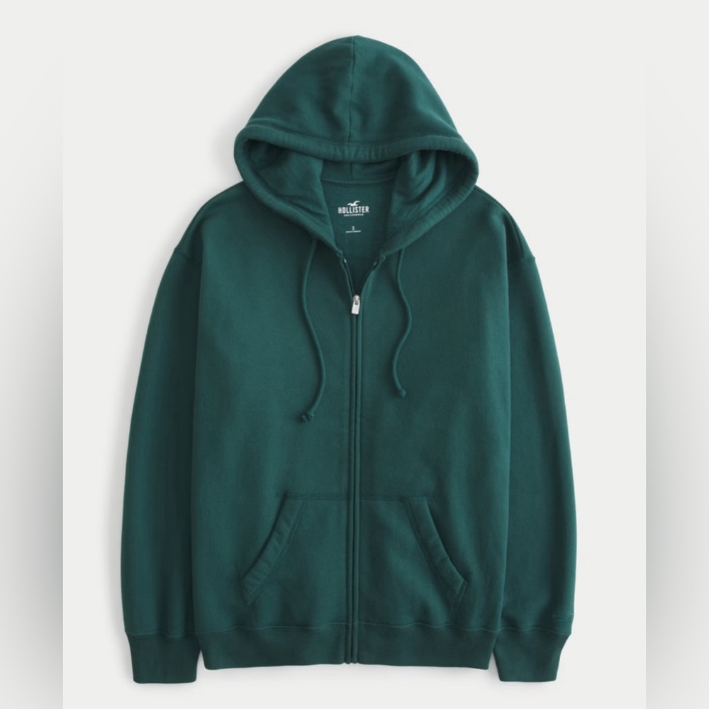Hollister dark green zip up hoodie